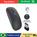 Mouse Sem Fio Recarregável LED RGB 2.4 GHz para Computador