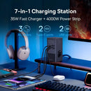Estação de Carregamento 7 em 1 com Carregamento Rápido 35W, Display Digital e Proteção Contra Surtos