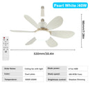 Lâmpada Ventilador Teto E27 6 Helices Controle Remoto