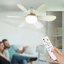 Lâmpada Ventilador Teto E27 6 Helices Controle Remoto