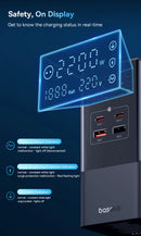 Estação de Carregamento 7 em 1 com Carregamento Rápido 35W, Display Digital e Proteção Contra Surtos
