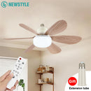 Lâmpada Ventilador Teto E27 6 Helices Controle Remoto