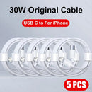 5-1 Peças 30W Cabo De Carregamento Rápido Para Apple Iphone 13 12 11 14 Pro Max Mini Cabo USB C Para X XR XS Max 7 8 14 Plus 6 Acessórios