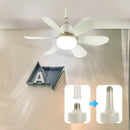 Lâmpada Ventilador Teto E27 6 Helices Controle Remoto