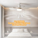 Ventilador de Teto de 20,5 polegadas 40W com Controle Remoto e Luz LED, Ventilador de Teto Inteligente e Silencioso para Quarto e Sala de Estar