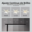Lâmpada Ventilador Teto E27 6 Helices Controle Remoto