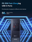 Estação de Carregamento 7 em 1 com Carregamento Rápido 35W, Display Digital e Proteção Contra Surtos