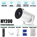 Projetor de vídeo portátil Full HD 720P HY200 270 PC rotativo USB compatível com suporte HDMI para filmes ao ar livre de cinema em casa