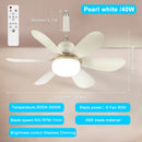 Lâmpada Ventilador Teto E27 6 Helices Controle Remoto