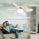 Lâmpada Ventilador Teto E27 6 Helices Controle Remoto