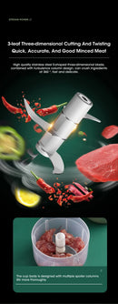 Triturador de Alho Elétrico de 250ml, Picador de Alimentos Portátil USB, Moedor de Carne e Vegetais para Utensílios de Cozinha