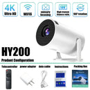 Projetor de vídeo portátil Full HD 720P HY200 270 PC rotativo USB compatível com suporte HDMI para filmes ao ar livre de cinema em casa