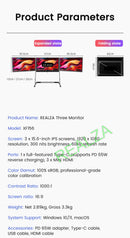 Monitor Portátil para Notebook com 3 Telas – Dobrável 360° 15,6